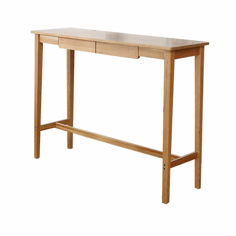Solid Wood Bar Table Modern Rectangle Bar Table with Storage