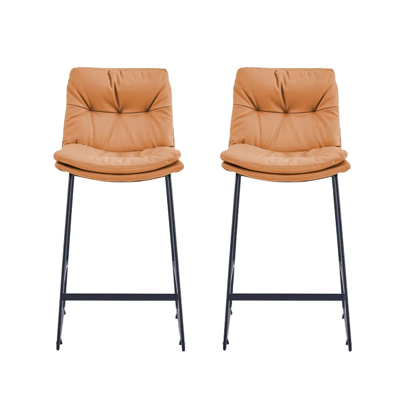 Glam Metal Counter Height Stool with Cushion Bar Stool for Indoor