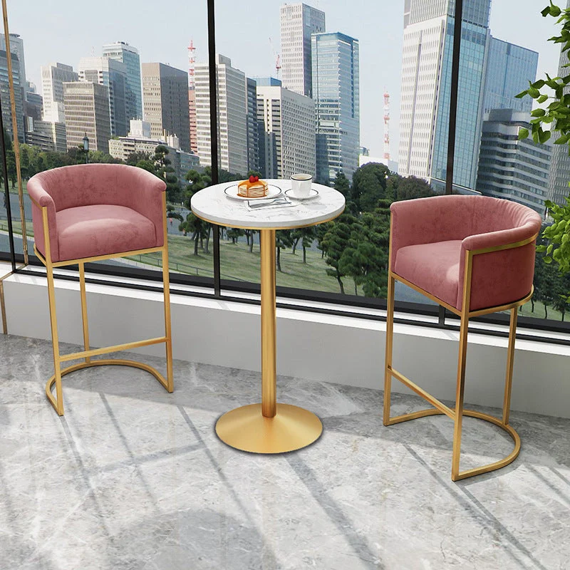 Glam Style Bar Table Faux Marble Bar Dining Table for Living Room