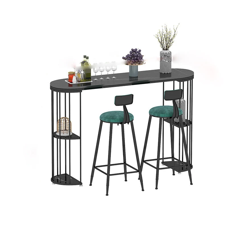 Oval Bar Table Sintered Stone Dining Table for Kitchen Living Room