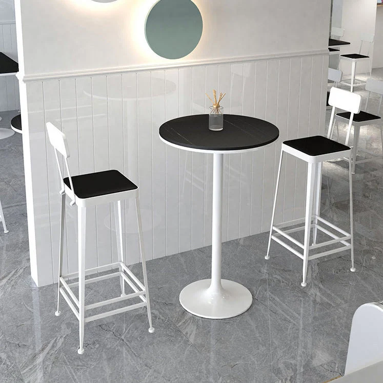 Glam Style Pub Table Round Bar Height 41.3"H Bar Table with Stone Top