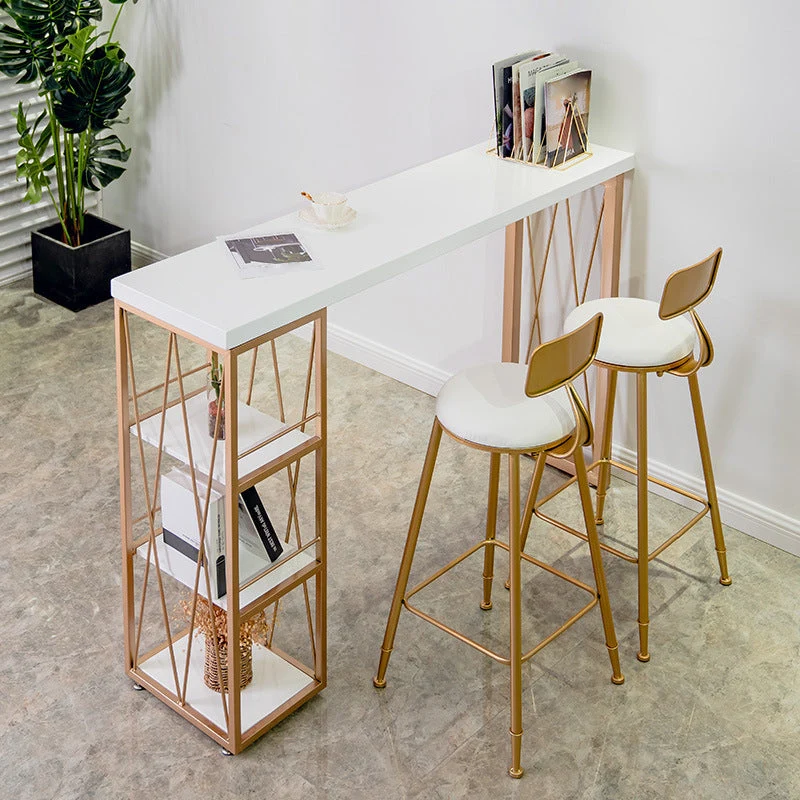 Bar Height Pub Table Rectangle Glam Solid Wood Bar Table for Bar