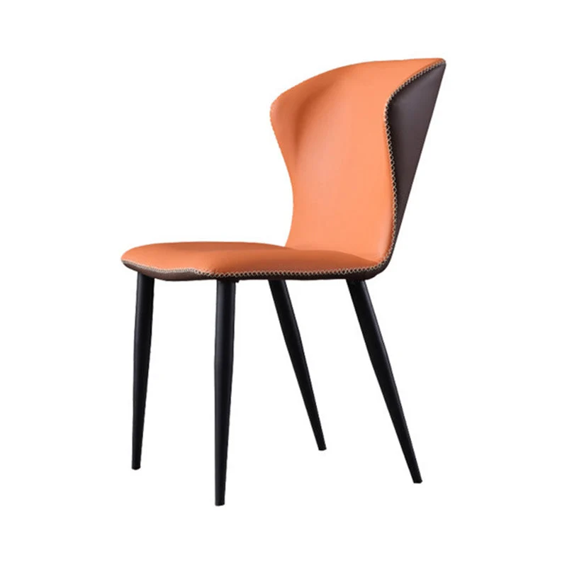 Faux Leather Side Chair Wingback Armless Chair with Black Legs