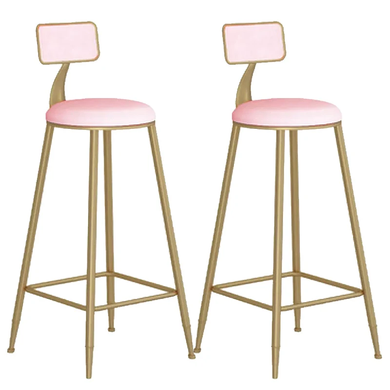 Contemporary Backrest Bar Stools Metal Barstool with Gold Footrest