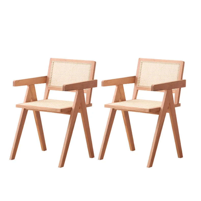 Solid Wood Kitchen Dining Chairs Contemporary Arm Chairs in Natural