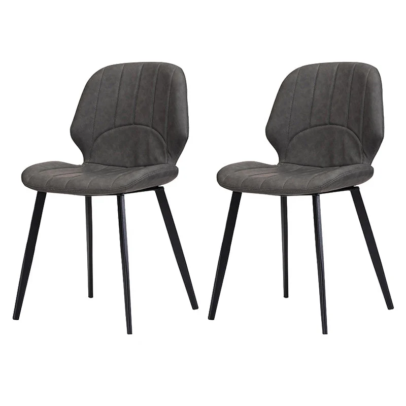 Nordic Metal Side Chair Wingback Armless Chair with Black Legs