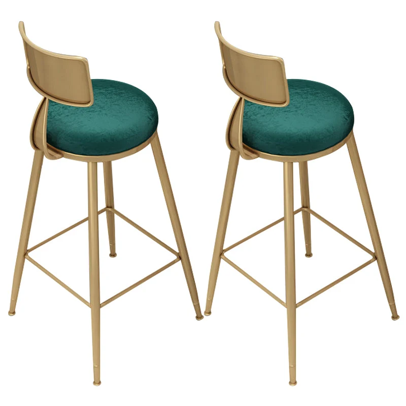 Gold Metal Dining Stools Glam Round Bar Stools with Footrest