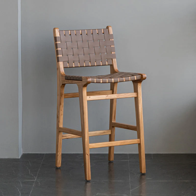 Contemporary 37" Height Solid Wood Backrest Counter High Stool