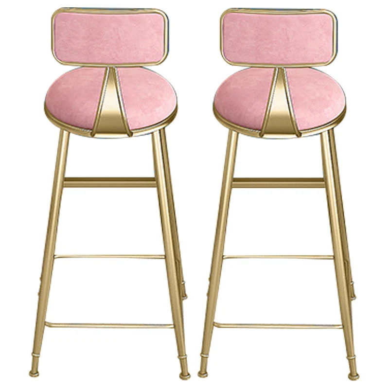 Glam Round Bar Stools Armless Backrest Dining Stools with Cushion