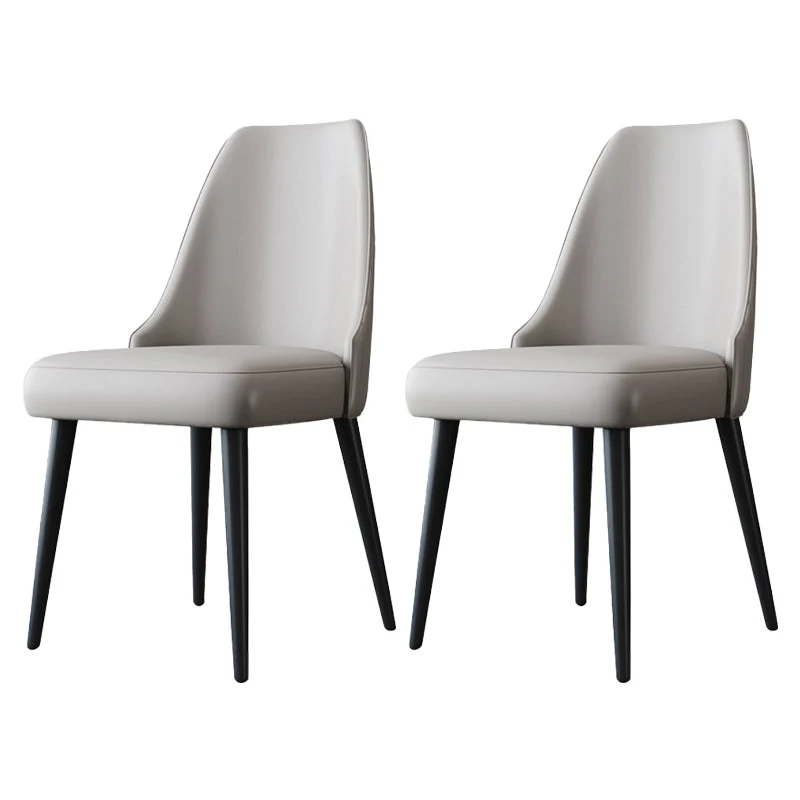Nordic Metal Side Chair Parsons Armless Chair with Black Legs
