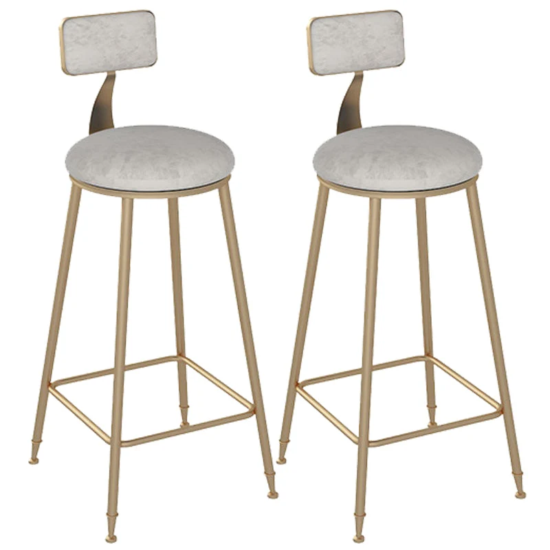 Metal Base Backrest Dining Stools Glam Round Bar Stools with Cushion