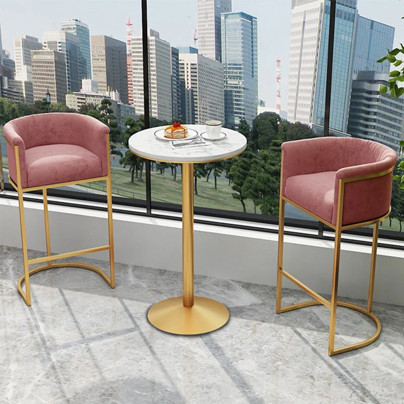 Glam Style Bar Table White Top Faux Marble Bar Dining Room Table