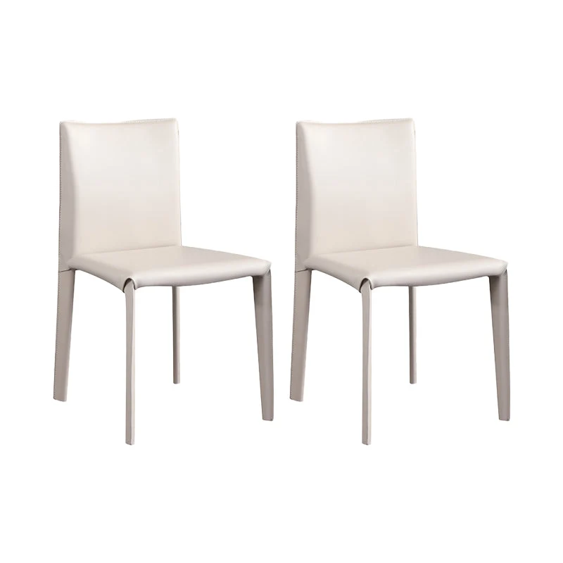 Contemporary Faux Leather Dining Chairs Armless Chairs with Metal Base