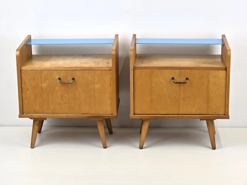 VINTAGE 2ER SET NACHTTISCHE nachttisch holz 1960er schlafzimmer tisch kommode