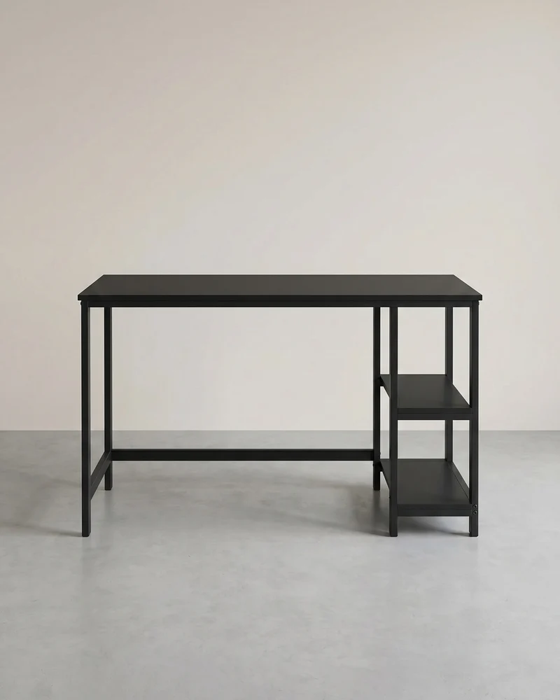Industrieller Schreibtisch 120 cm breit - Mit beweglichen Regalen