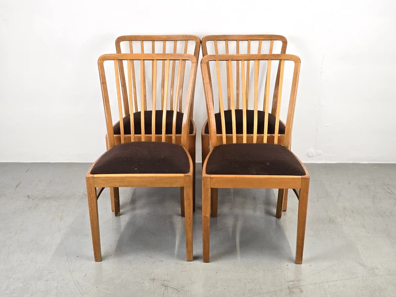 VINTAGE STUHL stühle 1960er holz nuss beige küche esstisch esszimmer mid century