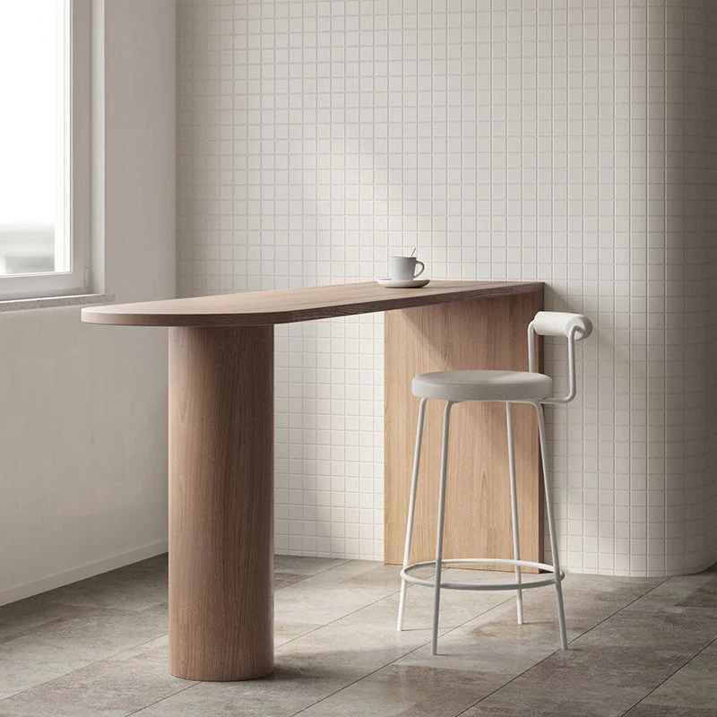 Contemporary Style Bar Table Solid Wood Bistro Bar Desk with Double pedestal