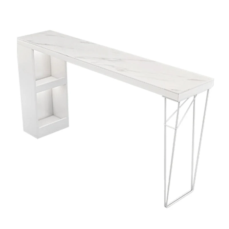 Modern Rectangle Bar Dining Table Bar Height Cocktail Table with Metal Base