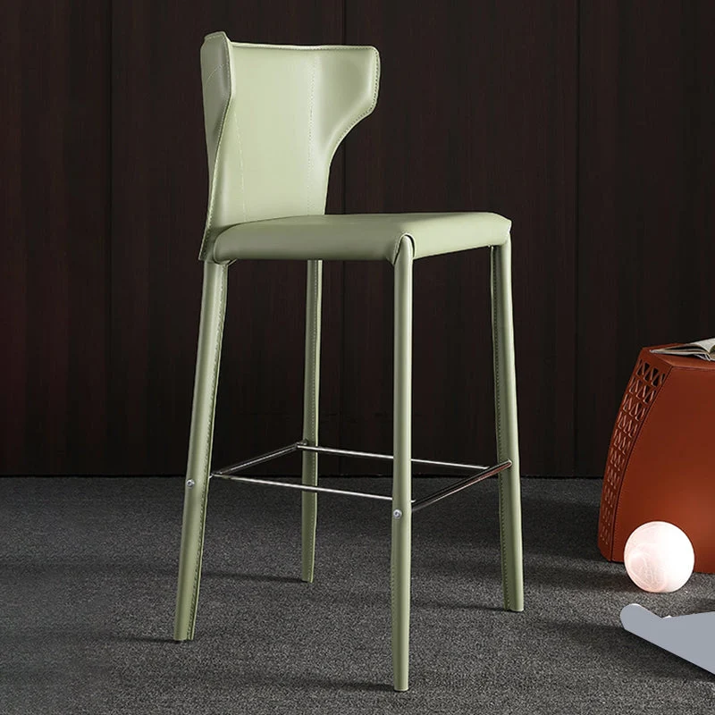 Glam Leather Counter Height Stools Low Back Bar Stools for Indoor