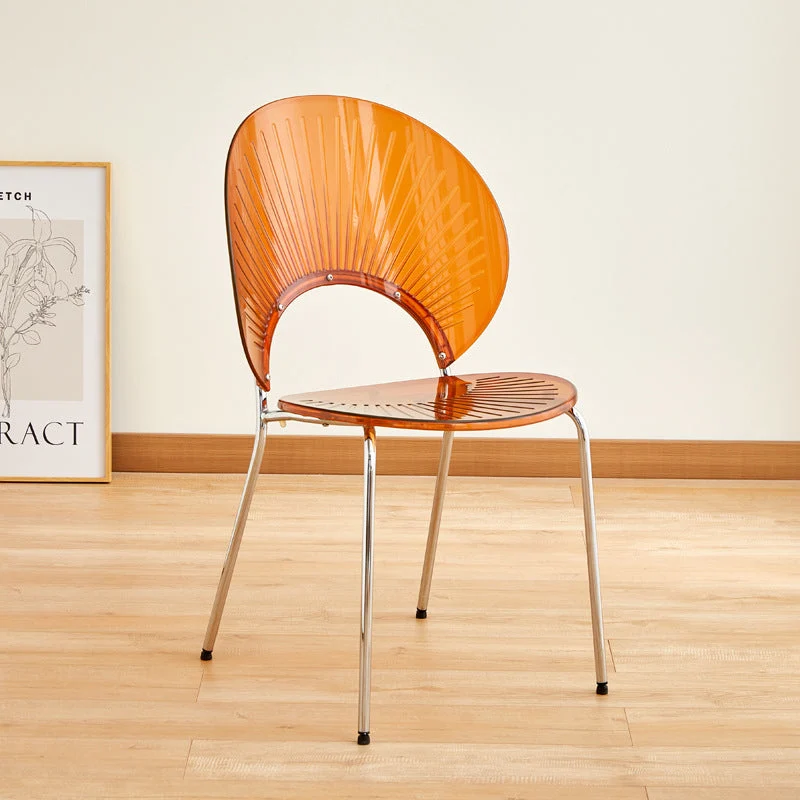 Nordic Metal Side Chair Low Back Armless Chair for Patio Use