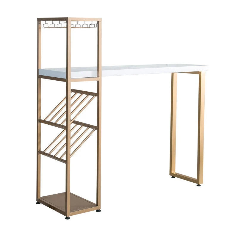 Bar Height Pub Table Glam Rectangle Solid Wood Bar Table with Storage