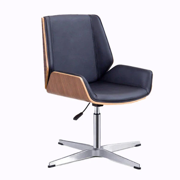 Mid Back Armless Desk Chair Modern Faux Leather Swivel Task Chair