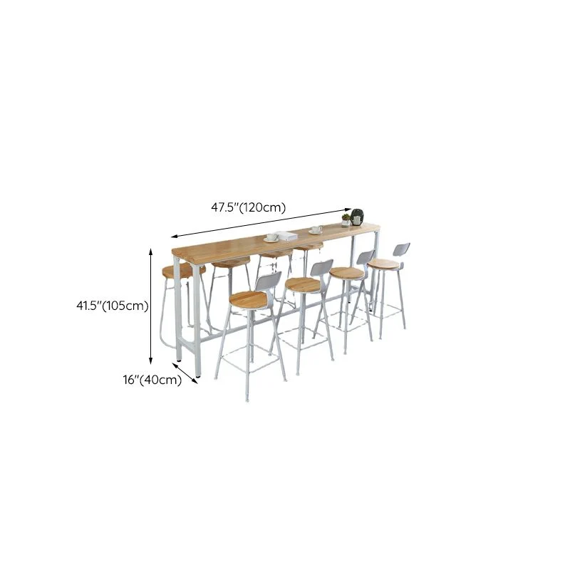 Contemporary Bar Table Rectangle Solid Wood Pub Table for Indoor