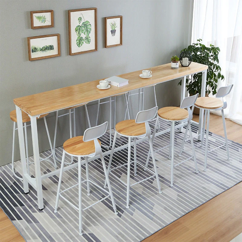 Contemporary Bar Table Rectangle Solid Wood Pub Table for Indoor