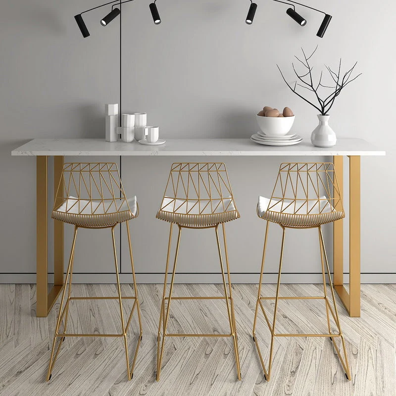 Glam Pub Table Rectangle Bar Height Double Pedestal Bar Table for Indoor