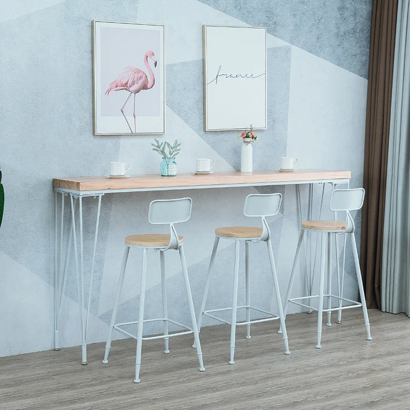 Natural Solid Wood Bar Table Modern Dining Table for Kitchen Living Room