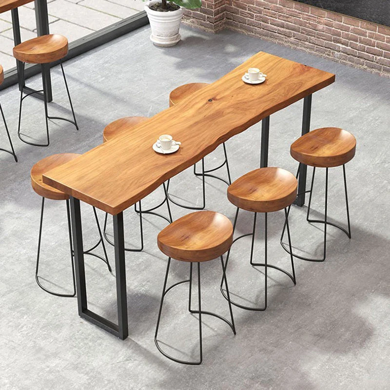 Rectangle Solid Wood Bar Table Sled Base Dining Table for Kitchen Living Room Coffee Room