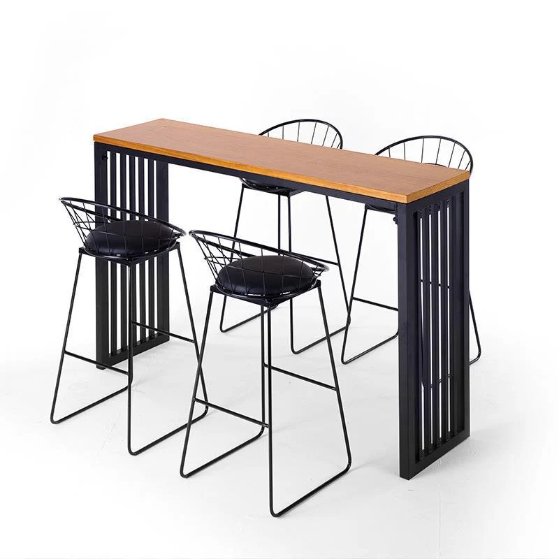 Industrial Bar Table Rectangle Solid Wood Bar Height Pub Table for Outdoor
