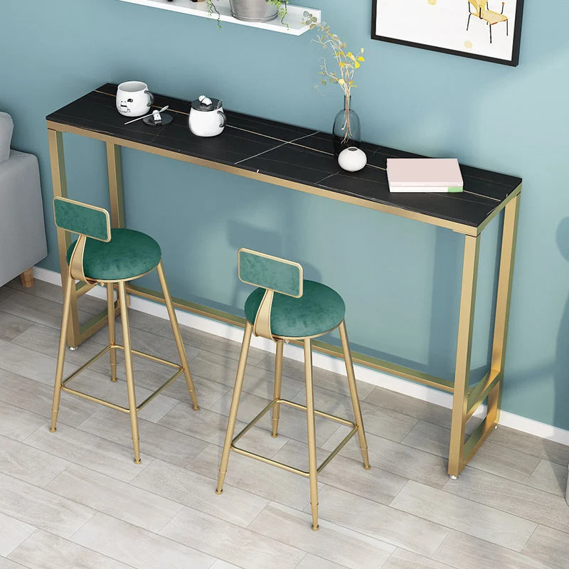 Glam Pub Table Trestle Base Rectangle Bar Table for Indoor and Breakroom