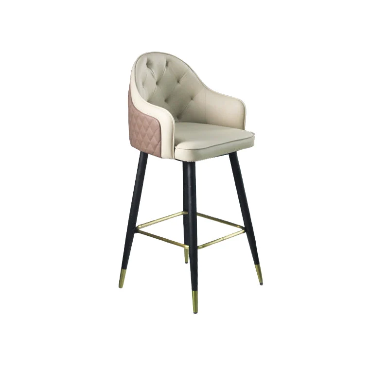 Glam Leather Bar Stool Backrest Counter Stool for Bristol with Metal Legs