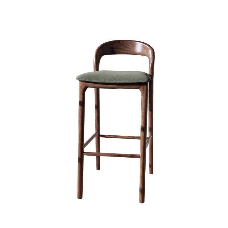Brown Ash Wood Counter Stools Industrial Green Velvet Stools