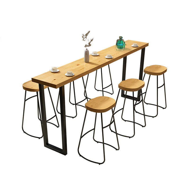 Natural Solid Wood Bar Table Sled Base Dining Table for Kitchen Living Room Coffee Room