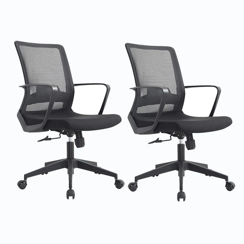Modern Ribbed Mid Back Office Chair Chrome Arms Chair with Castor