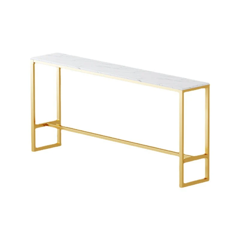 Glam Pub Table Stone Top Rectangle Bar Table for Indoor and Breakroom