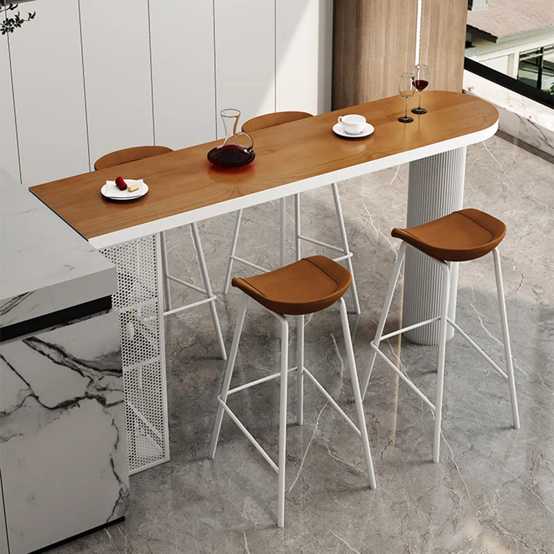 Solid Wood Bistro Table Pedestal Specialty Bar Dining Table with Shelves