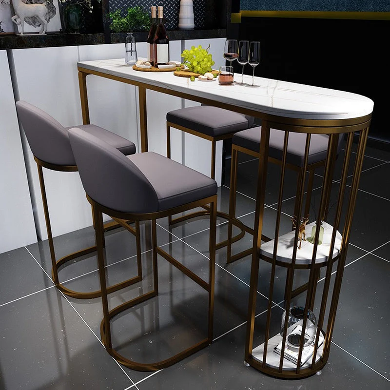 White Sintered Stone Bar Table Modern Dining Table for Kitchen Living Room Coffee Room