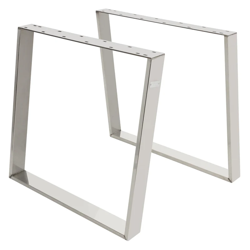 B-Ware Tischbeine Tischgestell 2er Set U-Design schräg 75x72 cm Silber aus Edelstahl ML-Design