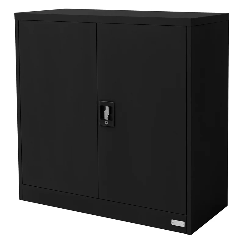Aktenschrank abschließbar 90x40x90 cm Schwarz aus Stahl ML-Design
