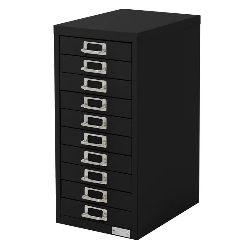 Aktenschrank mit 10 Schubladen 28x38x60 cm Schwarz aus Metall ML-Design