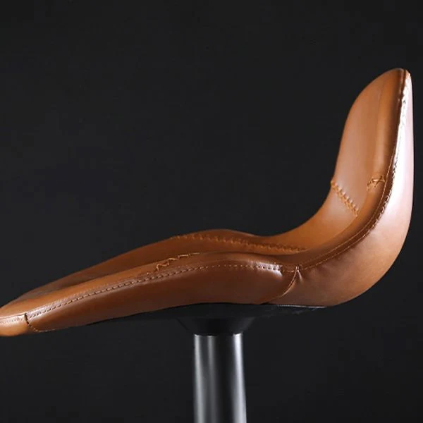 Industrial Style Swivel Leather Barstools Adjustable Low Back Stools