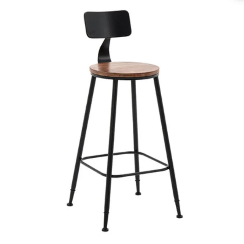 Indoor Industrial Style Barstool Iron 4 Legs Bar Stool with Pedal