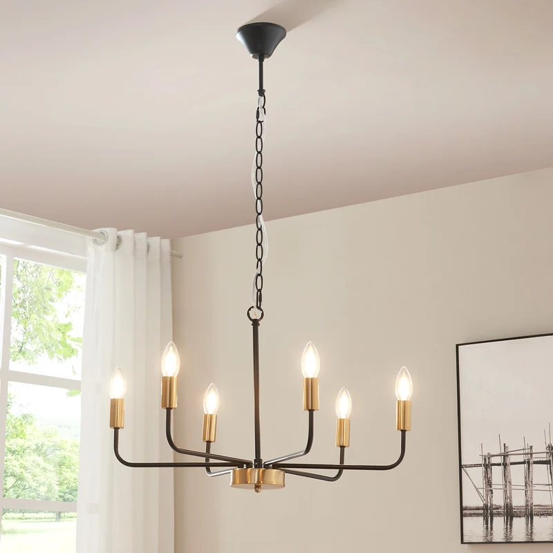 Kronleuchter Bishop Metall Schwarz/Messingfarben [lux.pro]