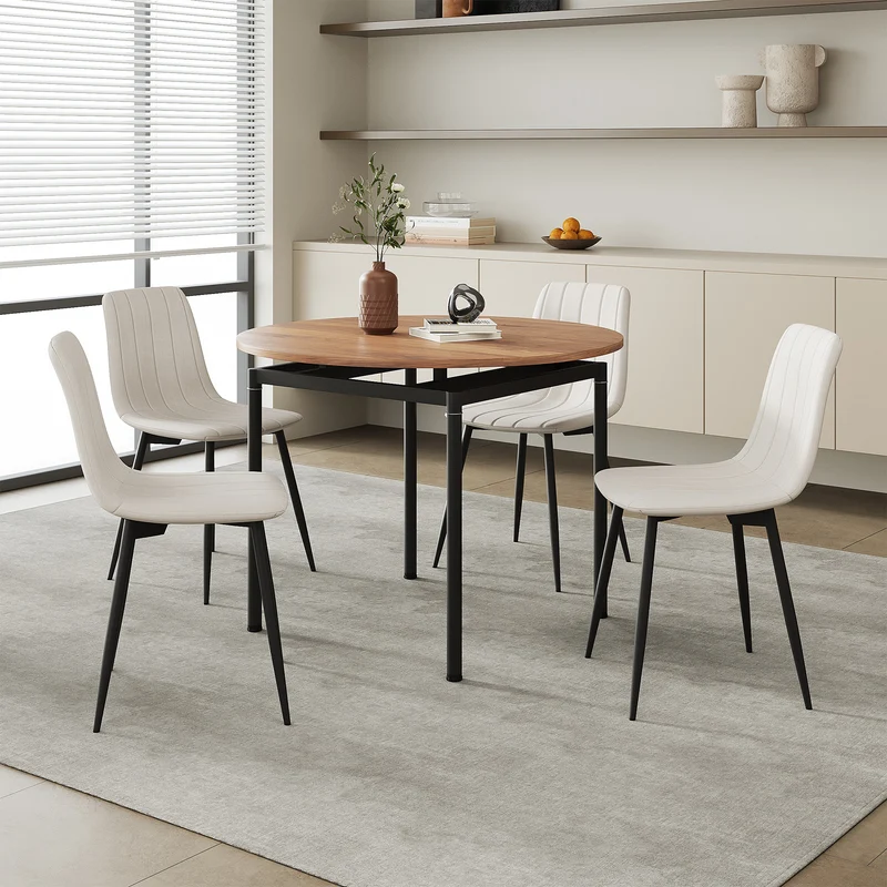 Essgruppe Hemnes 5-teilig Eicheoptik/Beige [en.casa]