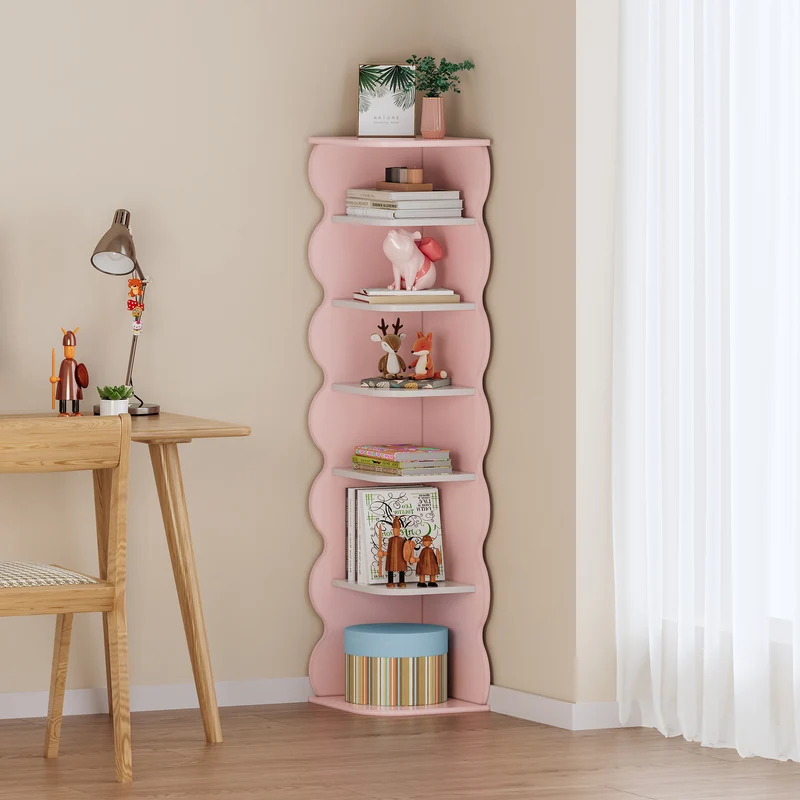 Kinder-Eckregal Vestnes 108x27x27 cm Cotton Candy/Weiß [en.casa]
