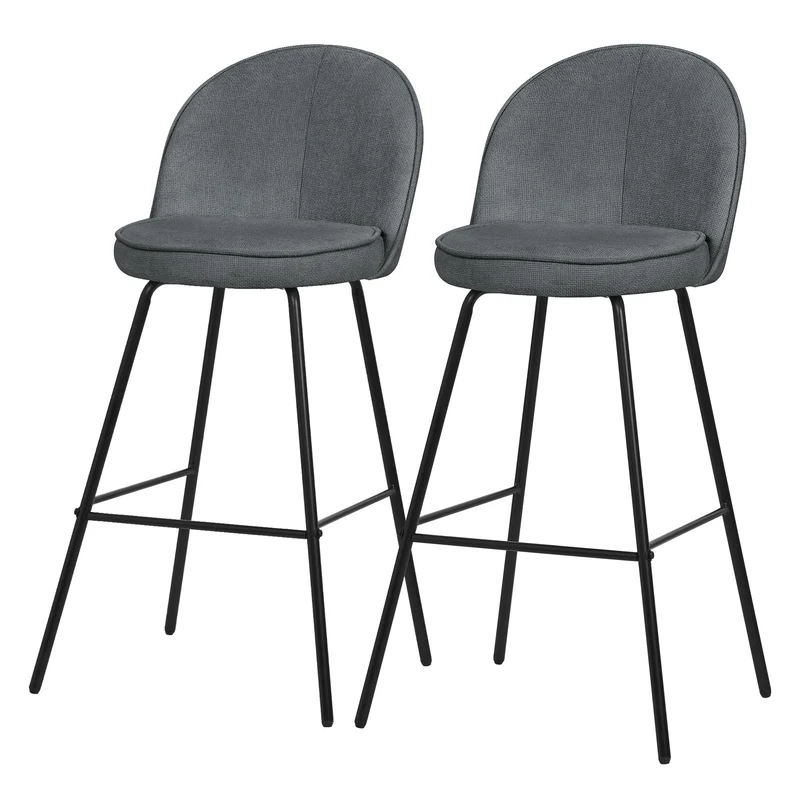 ML-Design | Barhocker Set mit Rückenlehne und Fußstütze, 52x102x50 cm, bis 120 kg, Tresenhocker Bistrohocker Thekenhocker