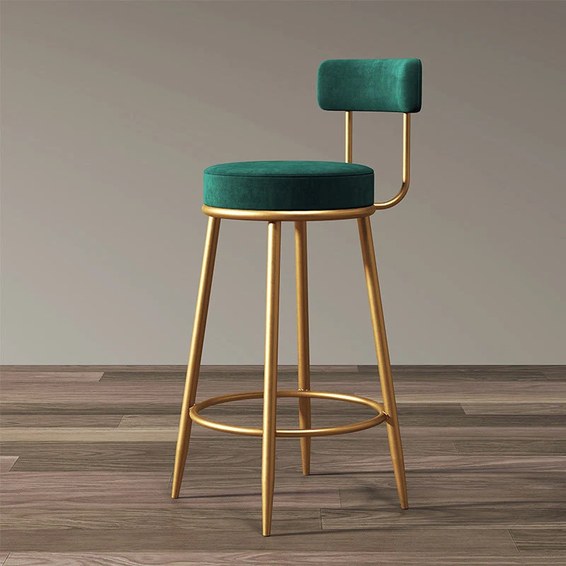 Glam Metal Barstool Fabric Counter Stool with 4 Legs in Matte Finish for Home